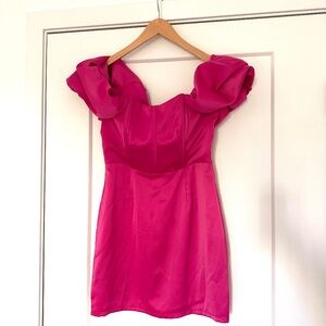 Hot pink off the shoulder dress